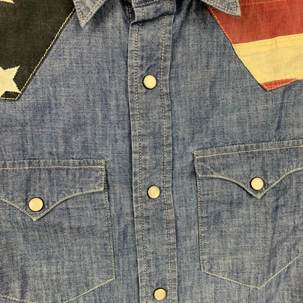 Denim & Supply Ralph Lauren Shirt Womens Small Pearl Snap Chambray Americana - Picture 5 of 7